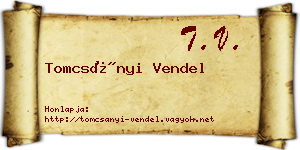 Tomcsányi Vendel névjegykártya